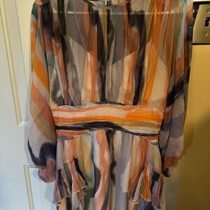 Elegant Multicolor Striped Midi Dress